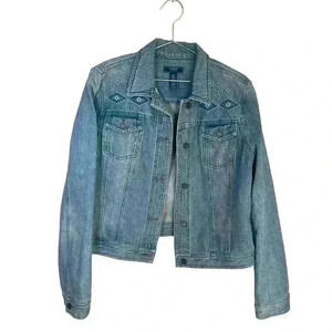 Chaps denim embroidered jean jacket size large in excellent condition